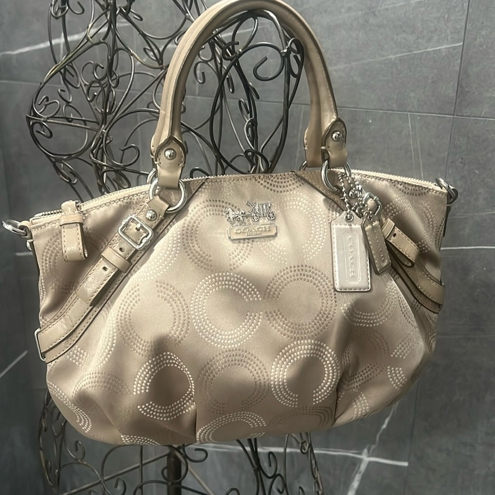 Coach Madison doted OP art Sophia shoulder bag satchel - Khaki